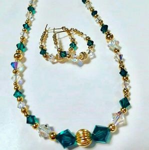Gold-filled and Emerald Swarovski Crystal Necklac